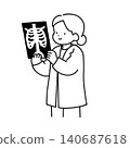 Illustration of a female doctor examining an X-ray. 140687618