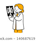 Illustration of a female doctor examining an X-ray. 140687619