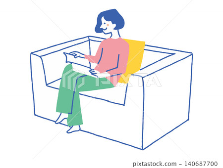 一位女士在單人沙發上放鬆休息_color 一位女士在單人沙發上放鬆休息_color 140687700
