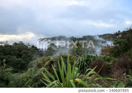 Te Puia Geothermal Zone, a tourist attraction in Rotorua Te Puia Geothermal Zone, a tourist attraction in Rotorua 140687895