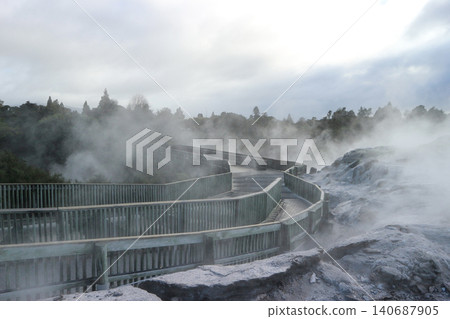 Te Puia Geothermal Zone, a tourist attraction in Rotorua Te Puia Geothermal Zone, a tourist attraction in Rotorua 140687905