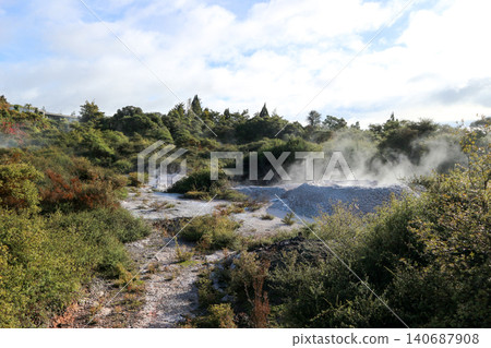Te Puia Geothermal Zone, a tourist attraction in Rotorua Te Puia Geothermal Zone, a tourist attraction in Rotorua 140687908
