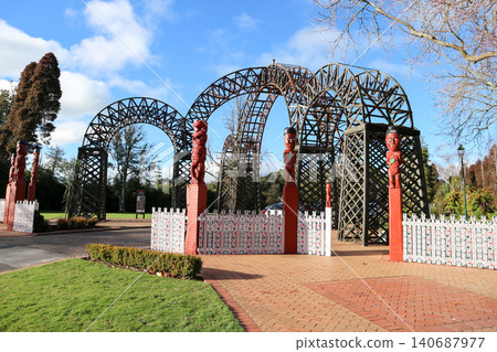 Princes Gate is located at the entrance to Government Gardens in Rotorua. Princes Gate is located at the entrance to Government Gardens in Rotorua. 140687977