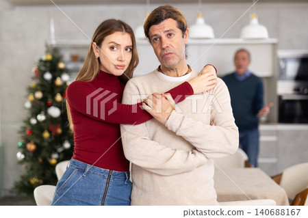 Old man quarreling with couple Old man quarreling with couple 140688167