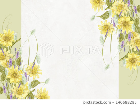 Summer floral arrangement of helianthus and lavender Summer floral arrangement of helianthus and lavender 140688283