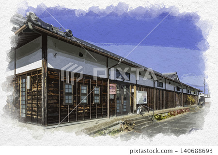 兵庫縣丹波筱山市丹波筱山城役所的水彩畫 140688693