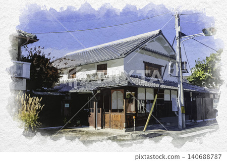兵庫縣丹波笹山町東東庵水彩畫 140688787
