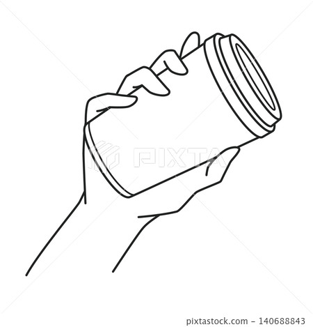 右手拿著咖啡杯(線描圖) 右手拿著咖啡杯(線描圖) 140688843