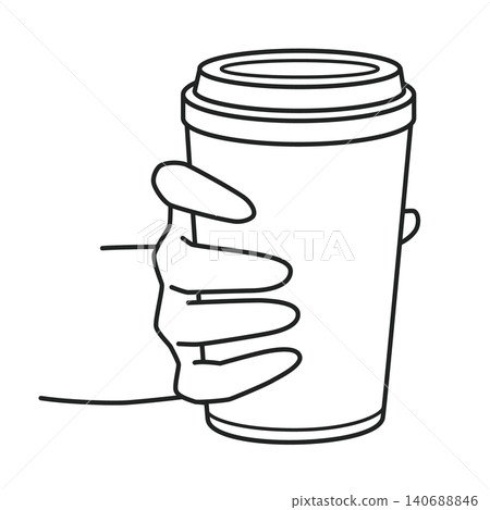 Right hand holding a cafe tumbler (line drawing) Right hand holding a cafe tumbler (line drawing) 140688846