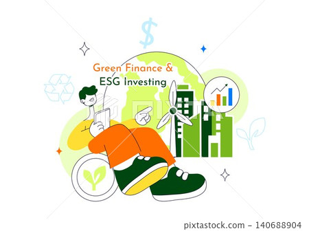 Green Finance and ESG Investing Vector Illustration Featuring Sustainable Investment Strategy, Renewable Energy, Responsible Finance, and ESG Growth Green Finance and ESG Investing Vector Illustration Featuring Sustainable Investment Strategy, Renewable Energy, Responsible Finance, and ESG Growth 140688904