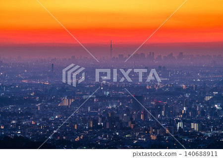 The Tokyo skyline bathed in the dawn light The Tokyo skyline bathed in the dawn light 140688911