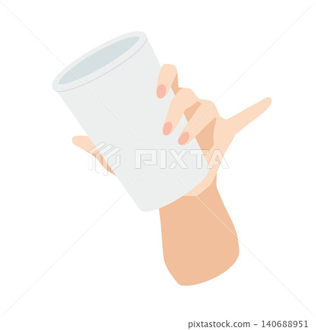 Left hand holding a paper cup Left hand holding a paper cup 140688951