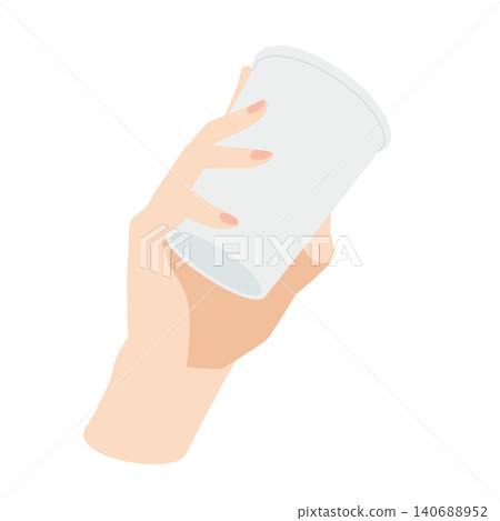 右手拿著一個紙杯 右手拿著一個紙杯 140688952