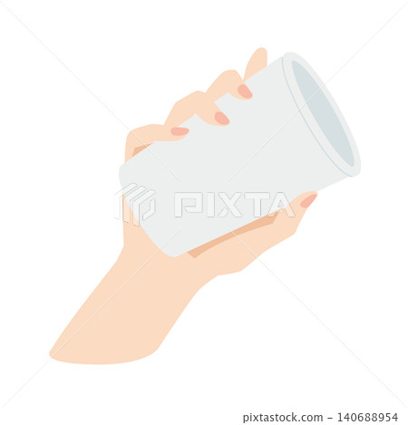 右手拿著一個紙杯 右手拿著一個紙杯 140688954