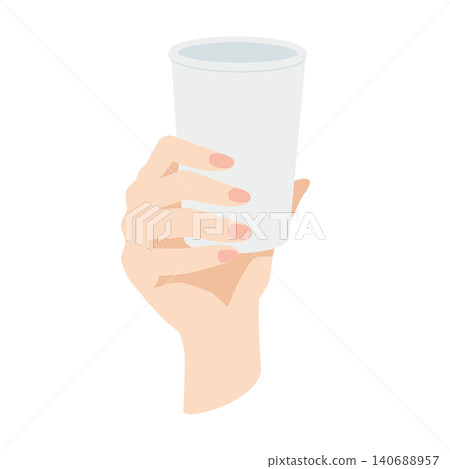 右手拿著一個紙杯 右手拿著一個紙杯 140688957
