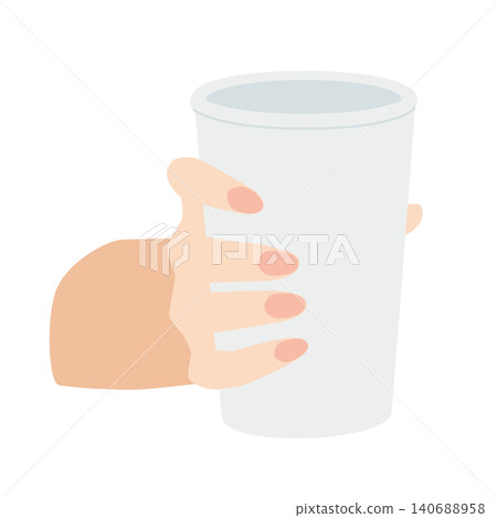 右手拿著一個紙杯 右手拿著一個紙杯 140688958