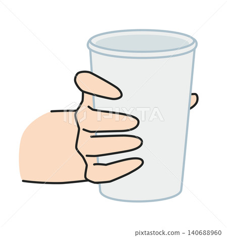 右手拿著一個紙杯 右手拿著一個紙杯 140688960
