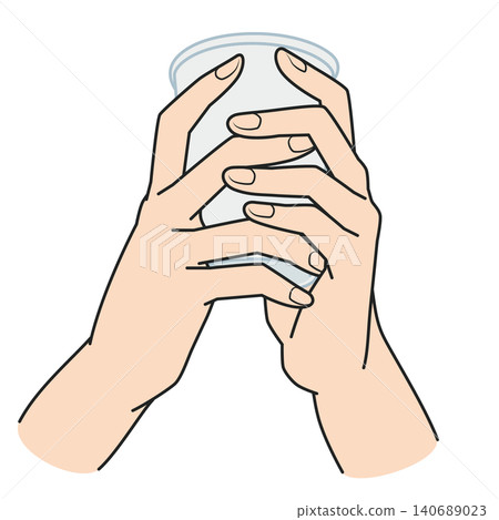 Both hands holding a paper cup Both hands holding a paper cup 140689023