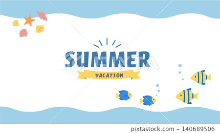 Summer banner illustration, ocean illustration, banner, summer background illustration, summer creature illustration, dolphin and sea turtle back Summer banner illustration, ocean illustration, banner, summer background illustration, summer creature illustration, dolphin and sea turtle back 140689506