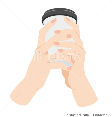 雙手各持一個白色咖啡杯。 雙手各持一個白色咖啡杯。 140689530