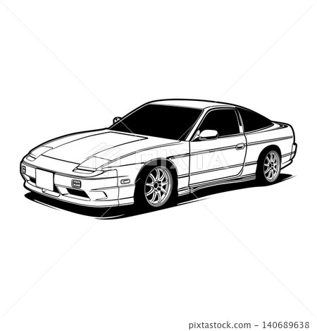 Black And White Car Vector Illustration For Conceptual Design. Black And White Car Vector Illustration For Conceptual Design. 140689638