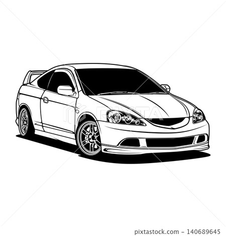 Black And White Car Vector Illustration For Conceptual Design. Black And White Car Vector Illustration For Conceptual Design. 140689645