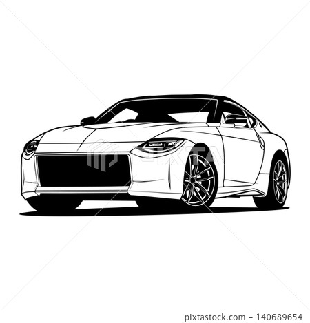 Black And White Car Vector Illustration For Conceptual Design. Black And White Car Vector Illustration For Conceptual Design. 140689654