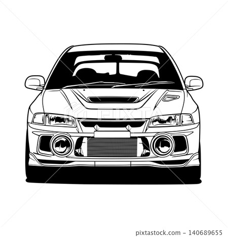Black And White Car Vector Illustration For Conceptual Design. Black And White Car Vector Illustration For Conceptual Design. 140689655