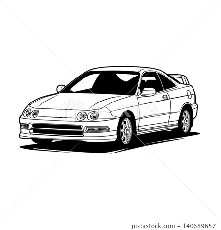 Black And White Car Vector Illustration For Conceptual Design. 140689657