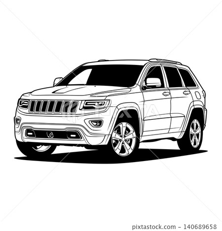 Black And White Car Vector Illustration For Conceptual Design. 140689658