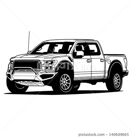 Black And White Car Vector Illustration For Conceptual Design. Black And White Car Vector Illustration For Conceptual Design. 140689665