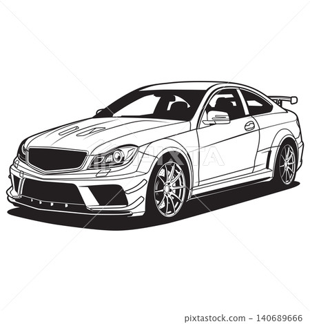 Black And White Car Vector Illustration For Conceptual Design. Black And White Car Vector Illustration For Conceptual Design. 140689666