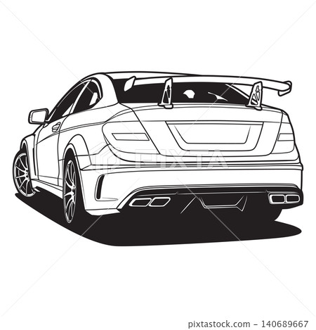 Black And White Car Vector Illustration For Conceptual Design. Black And White Car Vector Illustration For Conceptual Design. 140689667
