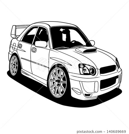 Black And White Car Vector Illustration For Conceptual Design. Black And White Car Vector Illustration For Conceptual Design. 140689669