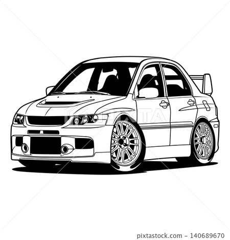 Black And White Car Vector Illustration For Conceptual Design. 140689670