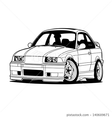 Black And White Car Vector Illustration For Conceptual Design. Black And White Car Vector Illustration For Conceptual Design. 140689671