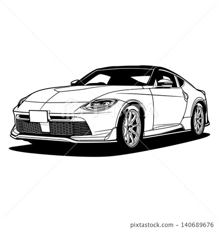 Black And White Car Vector Illustration For Conceptual Design. Black And White Car Vector Illustration For Conceptual Design. 140689676