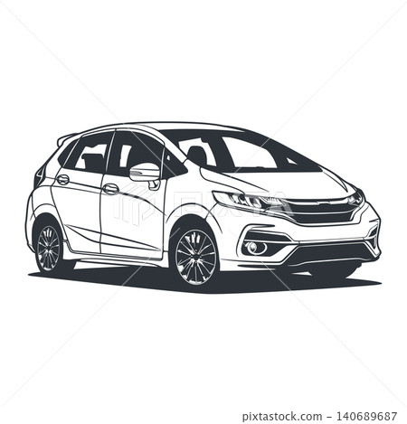 Black And White Car Vector Illustration For Conceptual Design. Black And White Car Vector Illustration For Conceptual Design. 140689687