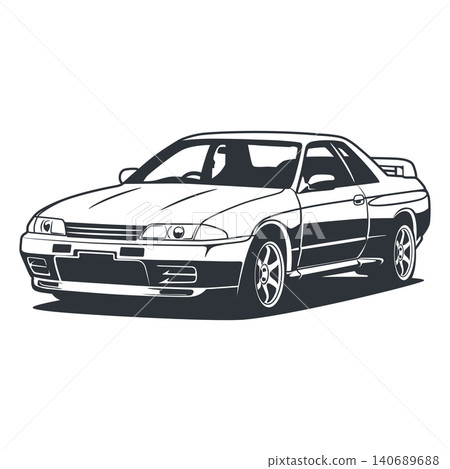 Black And White Car Vector Illustration For Conceptual Design. Black And White Car Vector Illustration For Conceptual Design. 140689688