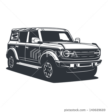 Black And White Car Vector Illustration For Conceptual Design. Black And White Car Vector Illustration For Conceptual Design. 140689689