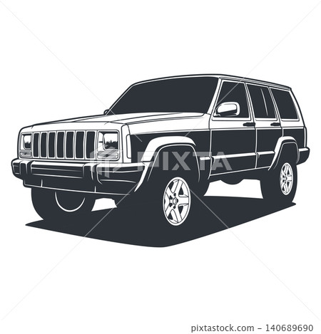 Black And White Car Vector Illustration For Conceptual Design. Black And White Car Vector Illustration For Conceptual Design. 140689690