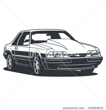 Black And White Car Vector Illustration For Conceptual Design. Black And White Car Vector Illustration For Conceptual Design. 140689691