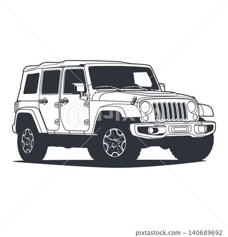 Black And White Car Vector Illustration For Conceptual Design. Black And White Car Vector Illustration For Conceptual Design. 140689692