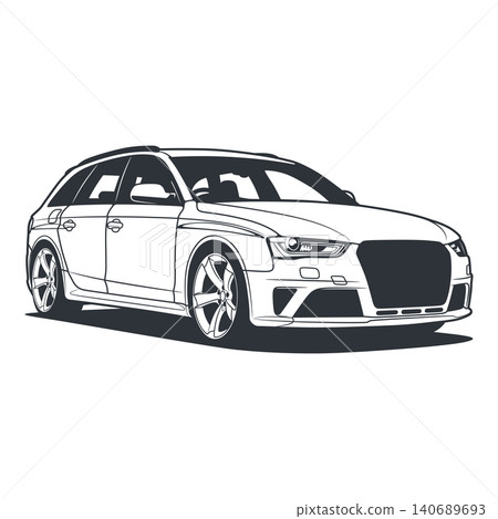Black And White Car Vector Illustration For Conceptual Design. Black And White Car Vector Illustration For Conceptual Design. 140689693