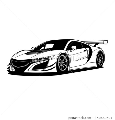 Black And White Car Vector Illustration For Conceptual Design. Black And White Car Vector Illustration For Conceptual Design. 140689694