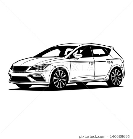 Black And White Car Vector Illustration For Conceptual Design. 140689695