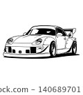 Black And White Car Vector Illustration For Conceptual Design. 140689701