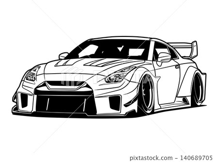 Black And White Car Vector Illustration For Conceptual Design. Black And White Car Vector Illustration For Conceptual Design. 140689705