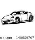 Black And White Car Vector Illustration For Conceptual Design. 140689707