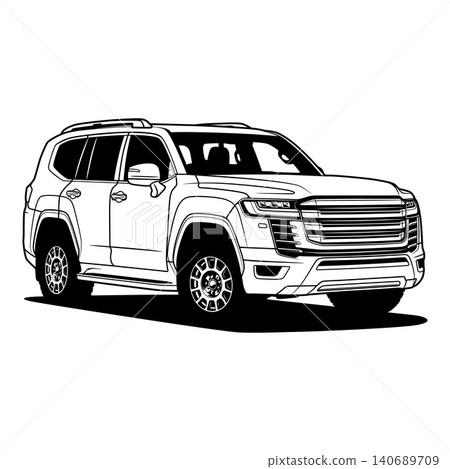 Black And White Car Vector Illustration For Conceptual Design. Black And White Car Vector Illustration For Conceptual Design. 140689709